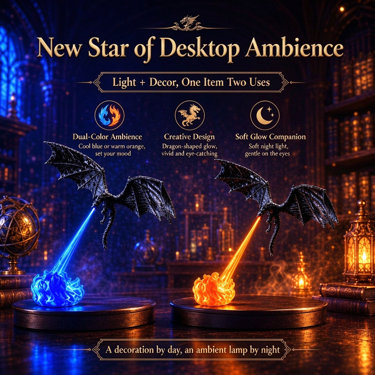 Creative Dragon's Breath Lamp – Atmospheric Desktop Ornament & Halloween Night Light