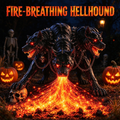 Fire-Breathing Hellhound Solar Garden Light, Halloween Cerberus Statue Yard Decor